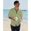 image:imageAlimens amp Gentle Mens Linen Textured Shirt Long Sleeve Summer Beach TopsSage Green