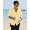 image:imageAlimens amp Gentle Mens Linen Textured Shirt Long Sleeve Summer Beach TopsYellow