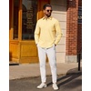 image:imageAlimens amp Gentle Mens Linen Textured Shirt Long Sleeve Summer Beach TopsYellow