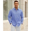 image:imageAlimens amp Gentle Mens Oxford Shirt Stretch Long Sleeve Button Down ShirtsDenim Blue