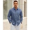 image:imageAlimens amp Gentle Mens Oxford Shirt Stretch Long Sleeve Button Down ShirtsDusty Blue