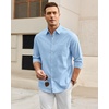 image:imageAlimens amp Gentle Mens Oxford Shirt Stretch Long Sleeve Button Down ShirtsLight Blue