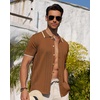 image:imageAlimens amp Gentle Mens Shirts Casual Button Down Shirts Beach Vintage Knit Short Sleeve Polo Shirt for Men02brown