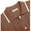 image:imageAlimens amp Gentle Mens Shirts Casual Button Down Shirts Beach Vintage Knit Short Sleeve Polo Shirt for Men02brown