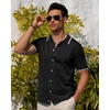 image:imageAlimens amp Gentle Mens Shirts Casual Button Down Shirts Beach Vintage Knit Short Sleeve Polo Shirt for Men03black