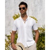 image:imageAlimens amp Gentle Mens Shirts Casual Button Down Shirts Beach Vintage Knit Short Sleeve Polo Shirt for Men04white