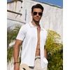 image:imageAlimens amp Gentle Mens Shirts Casual Button Down Shirts Beach Vintage Knit Short Sleeve Polo Shirt for Men04white