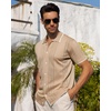 image:imageAlimens amp Gentle Mens Shirts Casual Button Down Shirts Beach Vintage Knit Short Sleeve Polo Shirt for Men07khaki