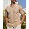 image:imageAlimens amp Gentle Mens Shirts Casual Button Down Shirts Beach Vintage Knit Short Sleeve Polo Shirt for Men07khaki