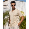 image:imageAlimens amp Gentle Mens Shirts Casual Button Down Shirts Beach Vintage Knit Short Sleeve Polo Shirt for Men08cream