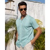 image:imageAlimens amp Gentle Mens Shirts Casual Button Down Shirts Beach Vintage Knit Short Sleeve Polo Shirt for Men09light Green