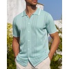 image:imageAlimens amp Gentle Mens Shirts Casual Button Down Shirts Beach Vintage Knit Short Sleeve Polo Shirt for Men09light Green