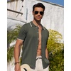 image:imageAlimens amp Gentle Mens Shirts Casual Button Down Shirts Beach Vintage Knit Short Sleeve Polo Shirt for Men10green