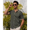 image:imageAlimens amp Gentle Mens Shirts Casual Button Down Shirts Beach Vintage Knit Short Sleeve Polo Shirt for Men10green