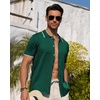 image:imageAlimens amp Gentle Mens Shirts Casual Button Down Shirts Beach Vintage Knit Short Sleeve Polo Shirt for Men12dark Green