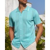 image:imageAlimens amp Gentle Mens Shirts Casual Button Down Shirts Beach Vintage Knit Short Sleeve Polo Shirt for Men13ice Green