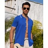 image:imageAlimens amp Gentle Mens Shirts Casual Button Down Shirts Beach Vintage Knit Short Sleeve Polo Shirt for Men16royal Blue