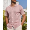 image:imageAlimens amp Gentle Mens Shirts Casual Button Down Shirts Beach Vintage Knit Short Sleeve Polo Shirt for Men17pink