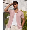 image:imageAlimens amp Gentle Mens Shirts Casual Button Down Shirts Beach Vintage Knit Short Sleeve Polo Shirt for Men17pink