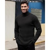image:imageAlimens amp Gentle Mens Turtleneck Sweater Slim Fit Cable Knitted Casual Pullover Lightweight Ribbed Long Sleeve SweatersBlack