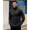 image:imageAlimens amp Gentle Mens Turtleneck Sweater Slim Fit Cable Knitted Casual Pullover Lightweight Ribbed Long Sleeve SweatersDark Grey