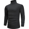 image:imageAlimens amp Gentle Mens Turtleneck Sweater Slim Fit Cable Knitted Casual Pullover Lightweight Ribbed Long Sleeve SweatersDark Grey