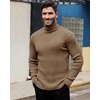 image:imageAlimens amp Gentle Mens Turtleneck Sweater Slim Fit Cable Knitted Casual Pullover Lightweight Ribbed Long Sleeve SweatersKhaki