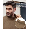 image:imageAlimens amp Gentle Mens Turtleneck Sweater Slim Fit Cable Knitted Casual Pullover Lightweight Ribbed Long Sleeve SweatersKhaki