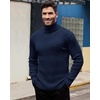 image:imageAlimens amp Gentle Mens Turtleneck Sweater Slim Fit Cable Knitted Casual Pullover Lightweight Ribbed Long Sleeve SweatersNavy Blue