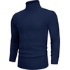 image:imageAlimens amp Gentle Mens Turtleneck Sweater Slim Fit Cable Knitted Casual Pullover Lightweight Ribbed Long Sleeve SweatersNavy Blue