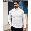 image:imageAlimens amp Gentle Mens Turtleneck Sweater Slim Fit Cable Knitted Casual Pullover Lightweight Ribbed Long Sleeve SweatersWhite