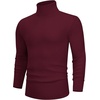 image:imageAlimens amp Gentle Mens Turtleneck Sweater Slim Fit Cable Knitted Casual Pullover Lightweight Ribbed Long Sleeve SweatersWine Red
