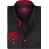 image:imageMens Dress Shirt Long Sleeve Wrinkle Free Button Down Shirt Business CasualBlack Red