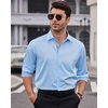 image:imageMens Dress Shirt Long Sleeve Wrinkle Free Button Down Shirt Business CasualBlue