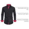 image:imageMens Dress Shirt Long Sleeve Wrinkle Free Button Down Shirt Business CasualFlex Black Red