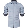 image:imageMens Dress Shirt Long Sleeve Wrinkle Free Button Down Shirt Business CasualLight Blue