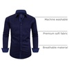 image:imageMens Dress Shirt Long Sleeve Wrinkle Free Button Down Shirt Business CasualNavy