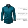 image:imageMens Dress Shirt Long Sleeve Wrinkle Free Button Down Shirt Business CasualPeacock
