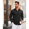 image:imageMens Dress Shirt Long Sleeve Wrinkle Free Stretch Button Down ShirtBlack