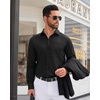 image:imageMens Dress Shirt Long Sleeve Wrinkle Free Stretch Button Down ShirtBlack