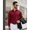 image:imageMens Dress Shirt Long Sleeve Wrinkle Free Stretch Button Down ShirtBurgundy