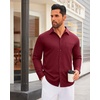 image:imageMens Dress Shirt Long Sleeve Wrinkle Free Stretch Button Down ShirtBurgundy