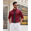 image:imageMens Dress Shirt Long Sleeve Wrinkle Free Stretch Button Down ShirtBurgundy