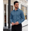 image:imageMens Dress Shirt Long Sleeve Wrinkle Free Stretch Button Down ShirtDenim Blue