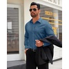 image:imageMens Dress Shirt Long Sleeve Wrinkle Free Stretch Button Down ShirtDenim Blue