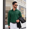 image:imageMens Dress Shirt Long Sleeve Wrinkle Free Stretch Button Down ShirtGreen