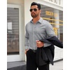 image:imageMens Dress Shirt Long Sleeve Wrinkle Free Stretch Button Down ShirtGrey