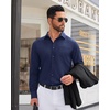 image:imageMens Dress Shirt Long Sleeve Wrinkle Free Stretch Button Down ShirtNavy Blue