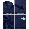 image:imageMens Dress Shirt Long Sleeve Wrinkle Free Stretch Button Down ShirtNavy Blue
