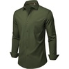 image:imageMens Dress Shirts Stretch Long Sleeve Wrinkle Free Work Button Down ShirtArmy Green
